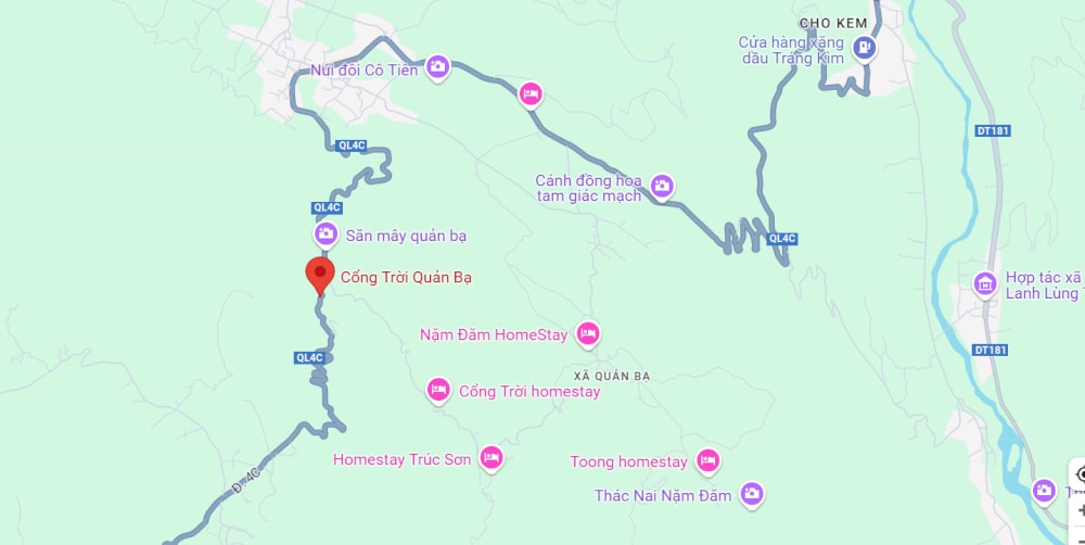 The location of Quan Ba ​​Heaven Gate on the map